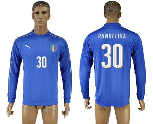 Italy #30 Ranocchia Blue Home Long Sleeves Soccer Country Jersey - Click Image to Close